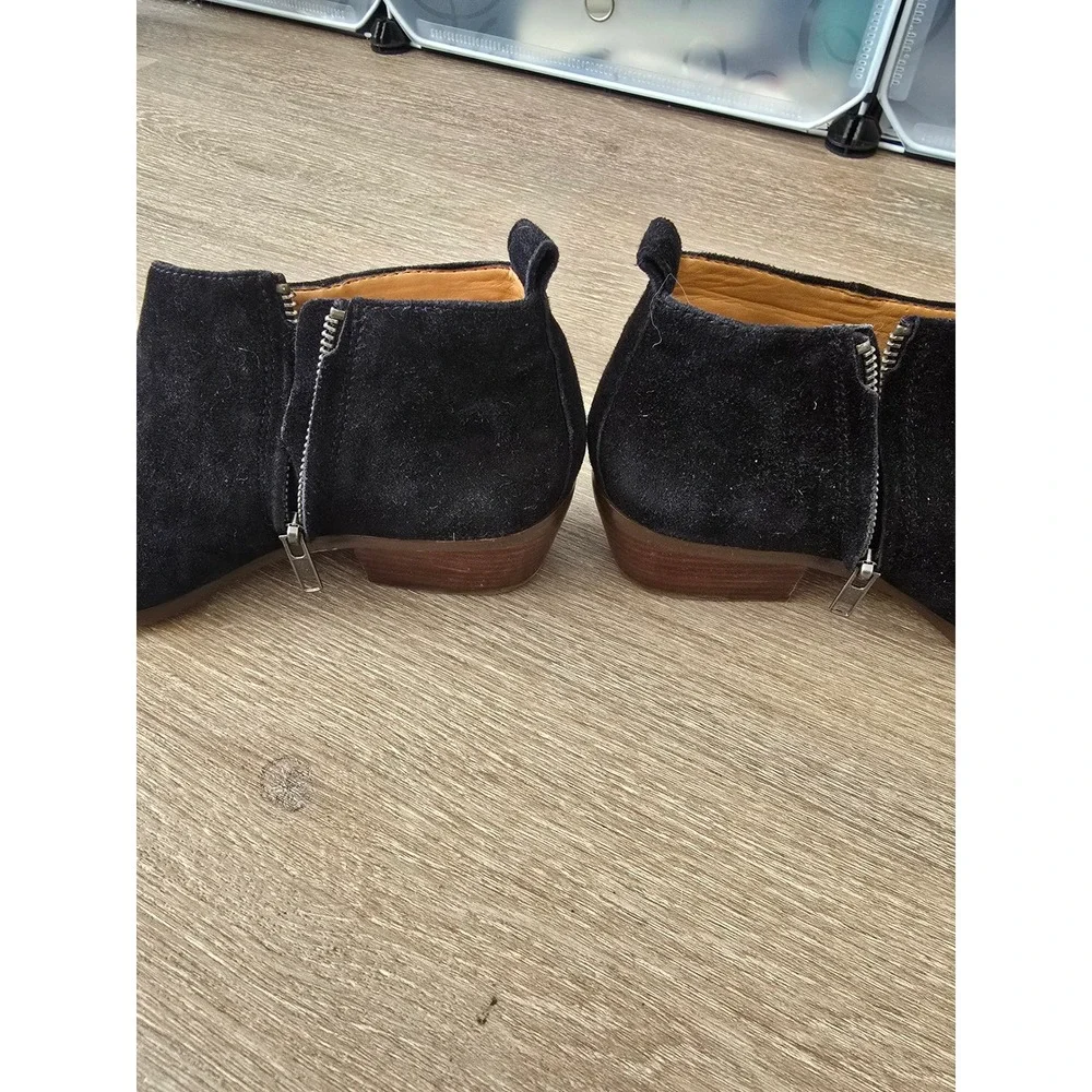 J. Crew Black Suede Side Zip Ankle Booties‎ Women's Size 6.5